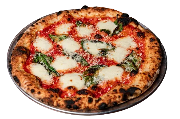 Napolitansk pizza med mozzarella bagt i stenovn